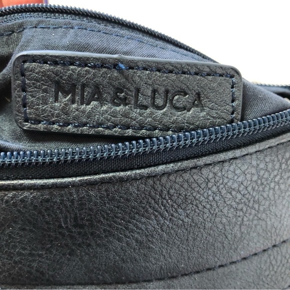 Mia & Luca Navy Crossbody Bag With Red Poppy Design - Picture 4 of 8